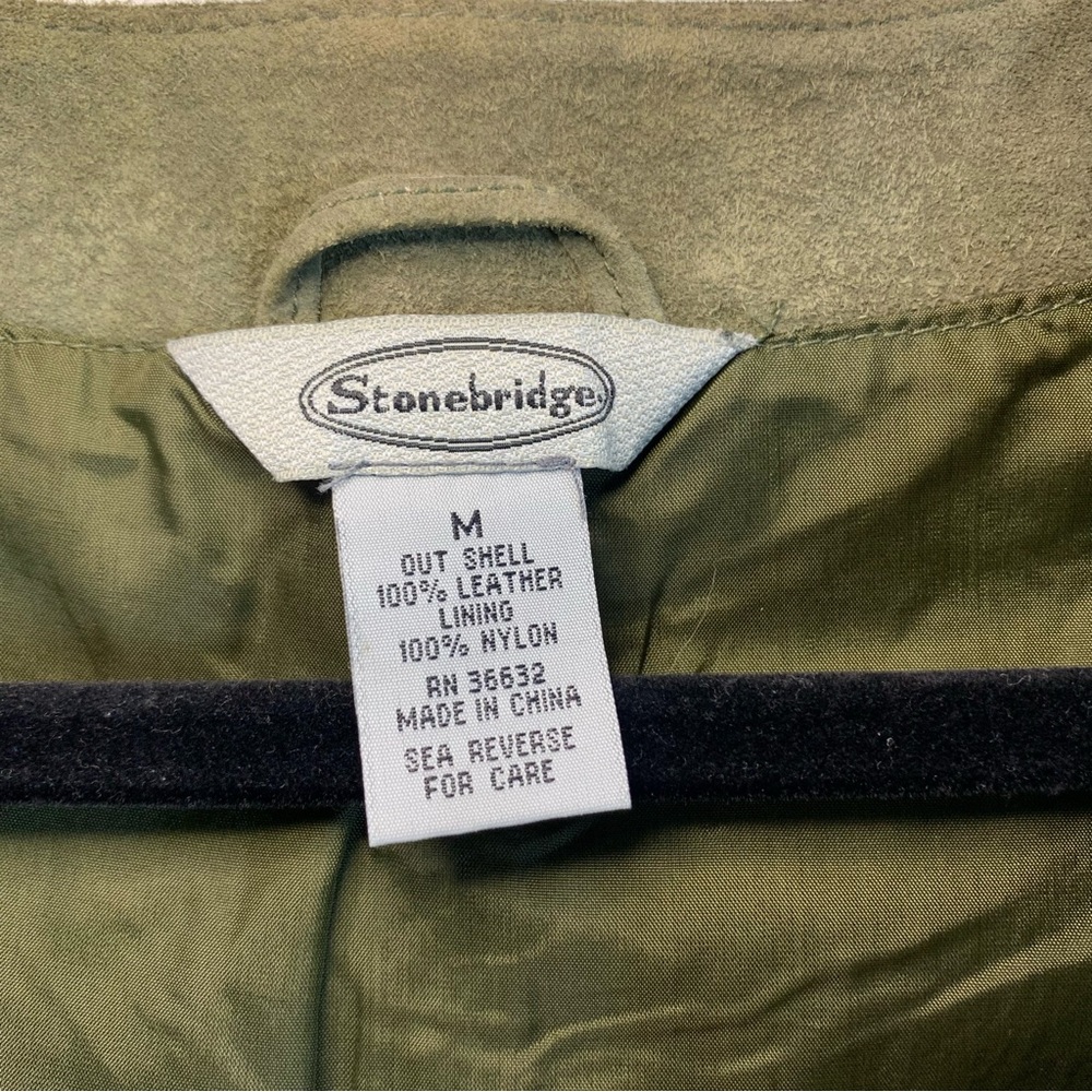 Vintage Stonebridge Olive Suede Leather Zip Up Vest, size M - Picture 2 of 8